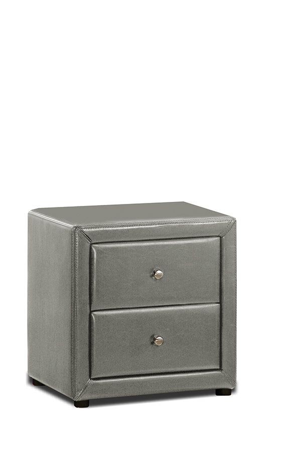 Table de chevet pour la chambre avec 2 tiroirs PU gris