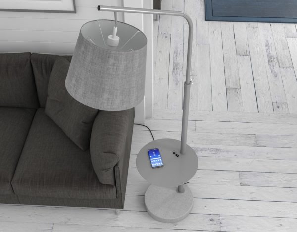 lampadaire gris avec sortie usb