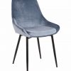 Chaise n velours bleu sur pieds acier