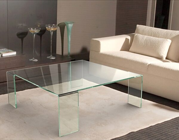 Table basse en verre courbe a chaud