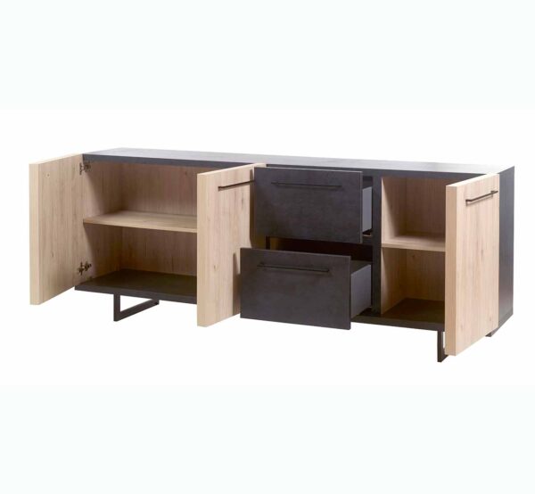 Dressoir en panneaux de particules avec 3 portes et 2 tiroirs dimensions 230 cm