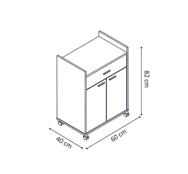 Plan du meuble de cuisine desserte GINA sur roulettes