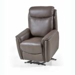 Fauteuil relax releveur cuir et pvc brun