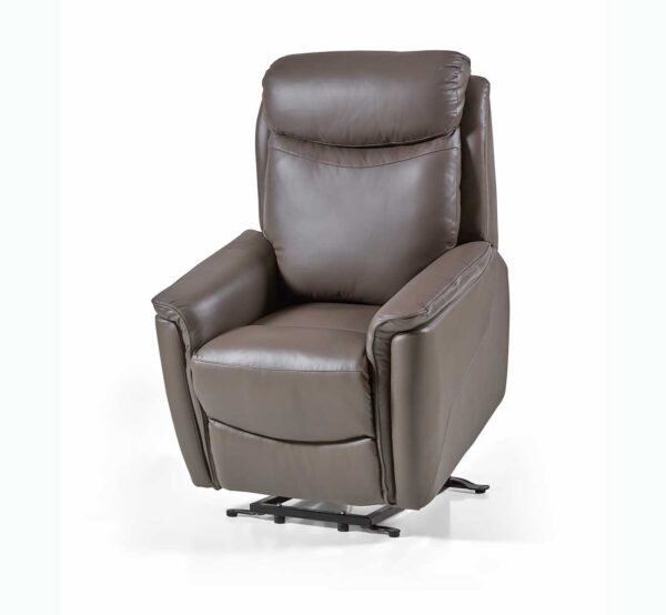 Fauteuil relax releveur cuir et pvc brun