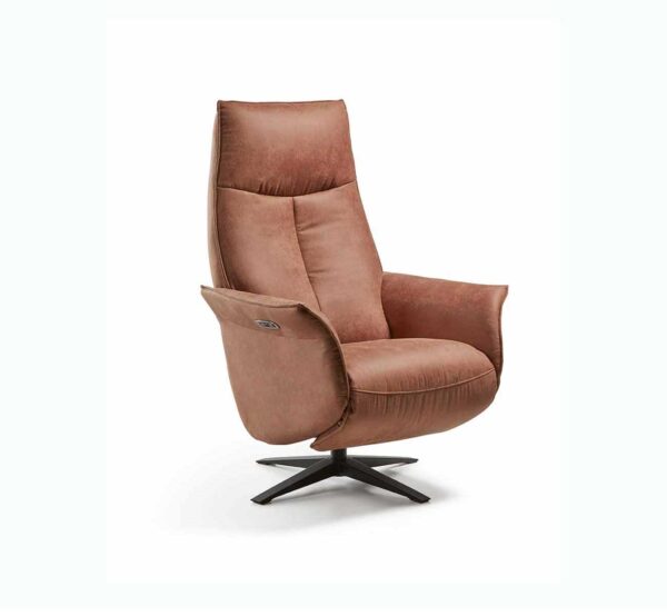 Fauteuil de relaxation Jill avec pied étoile. tissu couleur marron