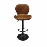 Tabouret de bar couleur cognac et pied noir réglable