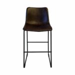 Tabouret de bar sur pied fixe avec assise confortable de couleur brun foncé