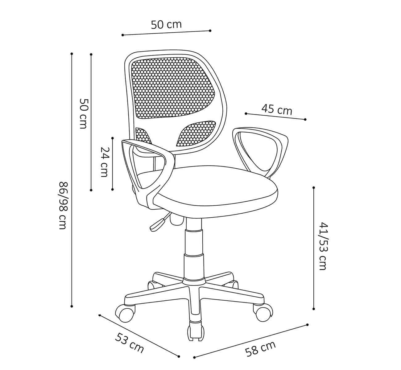 Chaise de bureau 59,5x56,5x85 cm en tissu vert clair - SOCOA